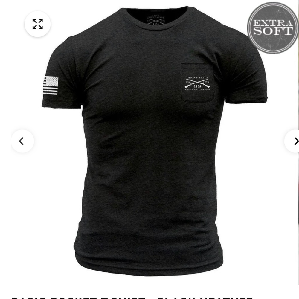 Basic Pocket T-Shirt- Black Heather Grunt Style